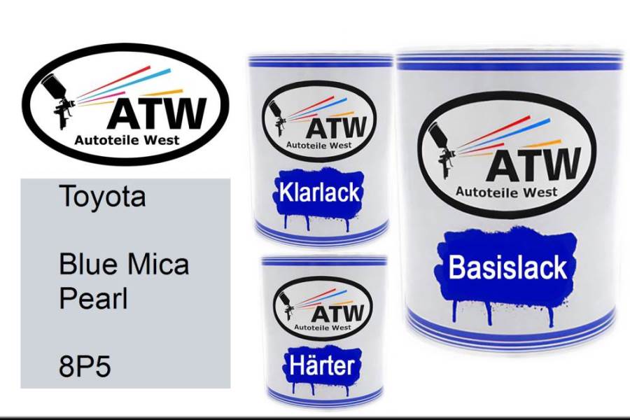 Toyota, Blue Mica Pearl, 8P5: 1L Lackdose + 1L Klarlack + 500ml Härter - Set, von ATW Autoteile West.